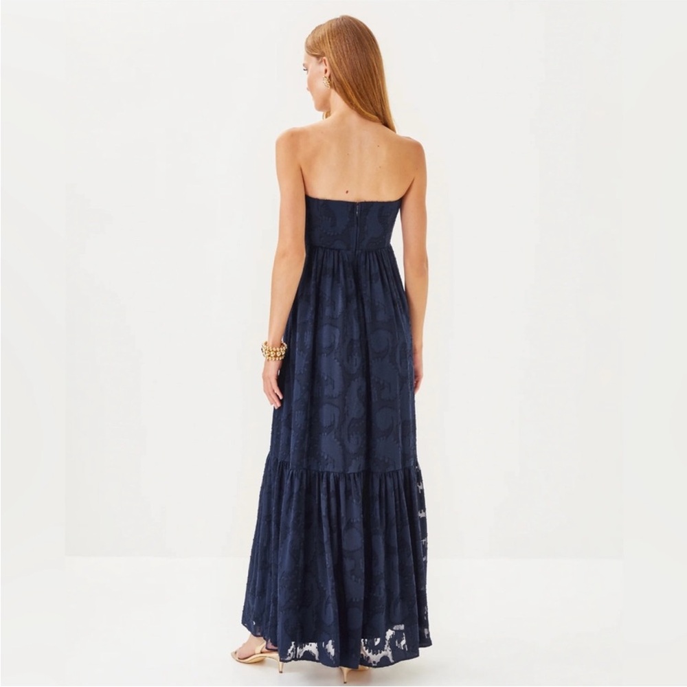 NWT Lilly Pulitzer Mollylin Clip Maxi Dress True Navy Size 6 - Picture 5 of 13